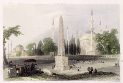 Atmeidan'daki bir Mısır dikilitaşı veya Hipodrom, İstanbul, GK Richardson tarafından oyulmuş, c.1850 (aquatint) by William Henry Bartlett