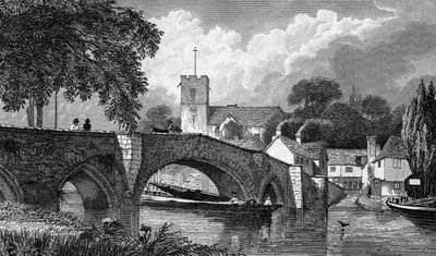 Aylesford Church and Bridge, engraved by B. Winkles, published 1829  by William Henry Bartlett