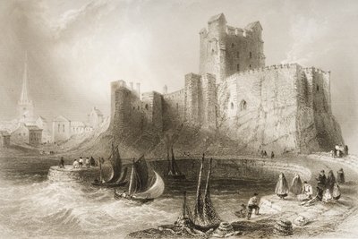 Carrickfergus Kalesi, County Antrim, Kuzey İrlanda, George Virtue, 1860