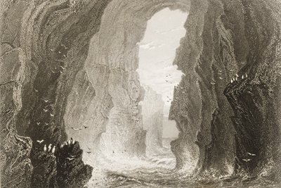 Dunkerry Mağarası, County Antrim, Kuzey İrlanda, George Virtue, 1860