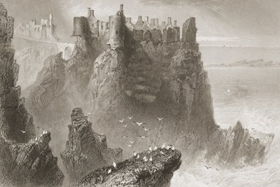 Dunluce Kalesi, County Antrim, Kuzey İrlanda, George Virtue, 1860