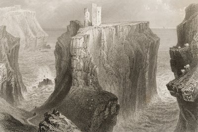 Dunseverick Kalesi, County Antrim, Kuzey İrlanda, George Virtue, 1860