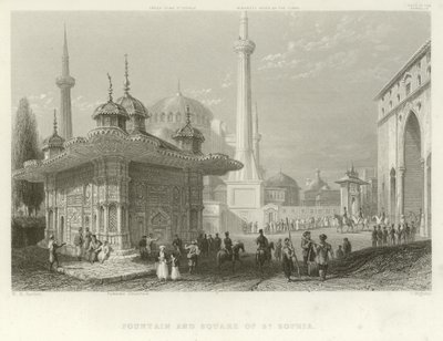 Çeşme ve Ayasofya Meydanı, Konstantinopolis by William Henry Bartlett