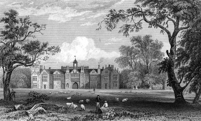 Gosfield Hall, Essex, Robert Sands tarafından kazınmış, 1832 by William Henry Bartlett