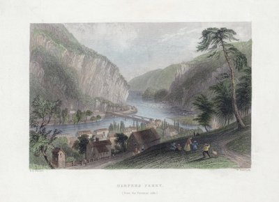 Harpers Ferry (Potomac tarafından), pub. 1839 (el renkli gravür) by William Henry Bartlett