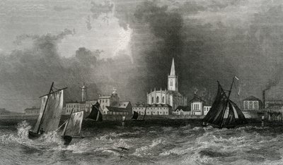 Harwich, denizden, Essex, John Rogers tarafından oyulmuş, 1832 by William Henry Bartlett