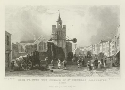 St Nicholas Kilisesi, Colchester, Essex ile High Street by William Henry Bartlett
