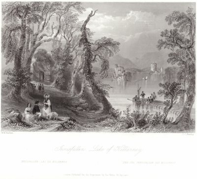 Innisfallen, Killarney Gölü by William Henry Bartlett