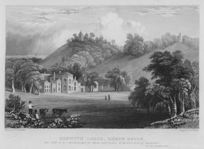 Kenwith Lodge, Kuzey Devon (gravür) by William Henry Bartlett
