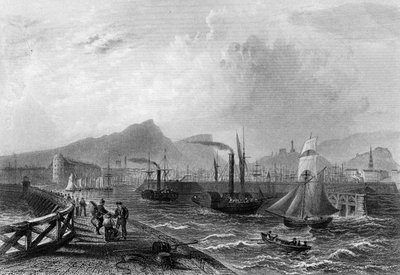 Leith İskelesi ve Limanı, Robert Wallis tarafından oyulmuş, c.1820 by William Henry Bartlett