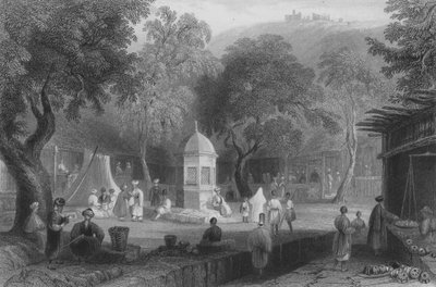 Market Scene and Fountain, Antioch  by William Henry Bartlett