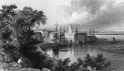 Mistley Quay, Harwich, Essex yakınlarında, John Rogers tarafından kazınmış, 1832 by William Henry Bartlett