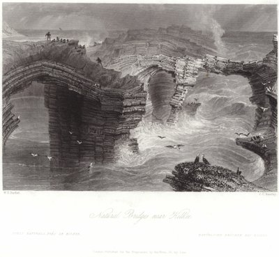 Kilkee yakınlarındaki doğal köprüler by William Henry Bartlett