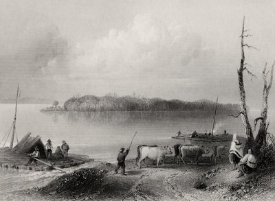 Donanma Adası, Niagara Nehri, Ontario, Kanada, Charles Coulson (1815-89) tarafından oyulmuş by William Henry Bartlett