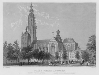 Place Verte, Anvers (gravür) by William Henry Bartlett