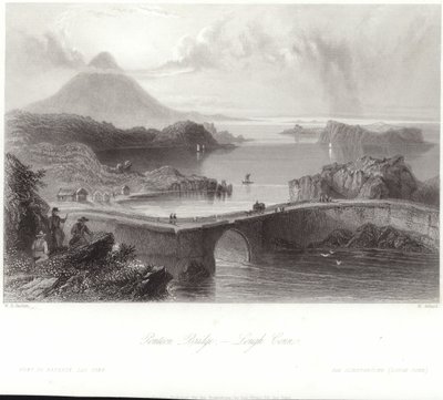 Lough Conn üzerinde Pontoon Köprüsü by William Henry Bartlett