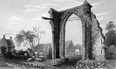 1832 William Tombleson tarafından oyulmuş Bycknacre Manastırı, Essex, kalıntıları by William Henry Bartlett