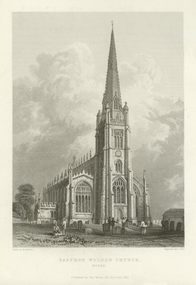 Safran Walden Kilisesi, Essex by William Henry Bartlett