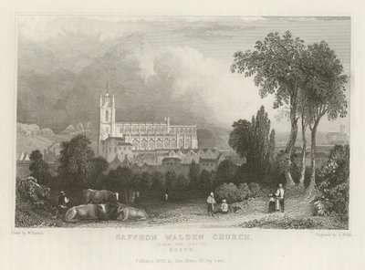 Güneyden Safran Walden Kilisesi, Essex by William Henry Bartlett
