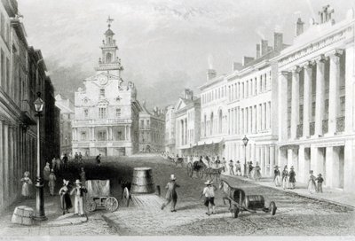 State Street, Boston, S.Lacey tarafından kazınmış by William Henry Bartlett