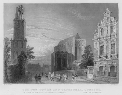 Dom Kulesi ve Katedrali, Utrecht (gravür) by William Henry Bartlett