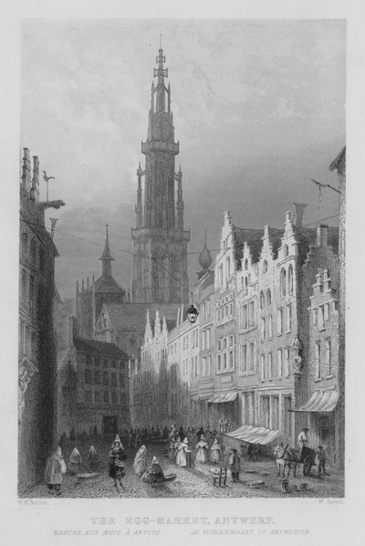 Yumurta Pazarı, Anvers (gravür) by William Henry Bartlett
