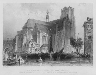 Büyük Kilise, Rotterdam (gravür) by William Henry Bartlett