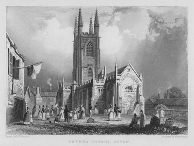 Totnes Kilisesi, Devon (gravür) by William Henry Bartlett