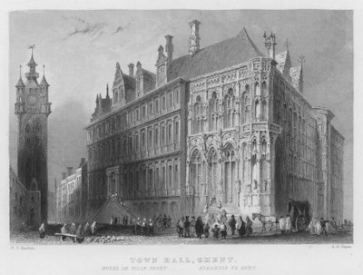 Belediye Binası, Gent (gravür) by William Henry Bartlett