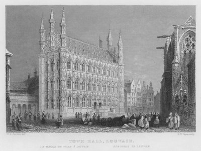 Belediye Binası, Louvain (gravür) by William Henry Bartlett
