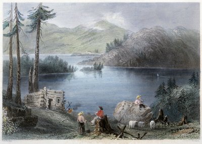 Göl ve Sınır Görünümü - Bartlett W. H. by William Henry Bartlett