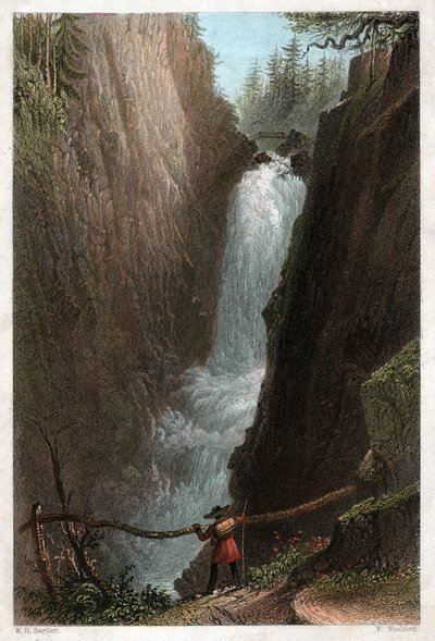 Aar Şelaleleri. (Gravür, yaklaşık 1850) by William Henry Bartlett