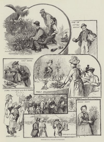 Bir Köy Çiçek Gösterisinde Eskizler by William Henry Charles Groome