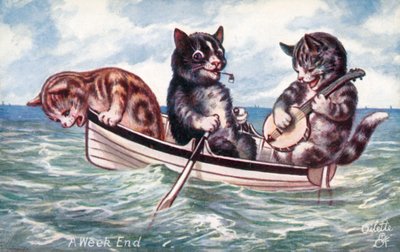 Esprili kedi kartpostalı (renkli litho) by William Henry Ellam