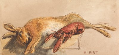 Bankta Ölü Bir Tavşan ve Pişmiş Istakoz by William Henry Hunt