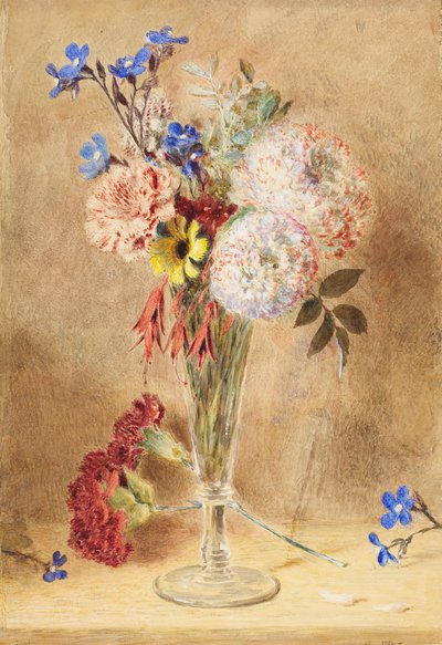 Cam vazoda çiçekler (kart üzerinde wc) by William Henry Hunt