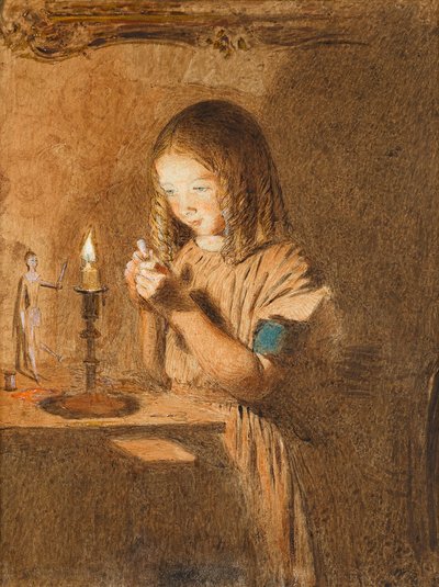İğneye İplik Takma: Genç Terzi, c.1845 (kağıt üzerinde wc) by William Henry Hunt