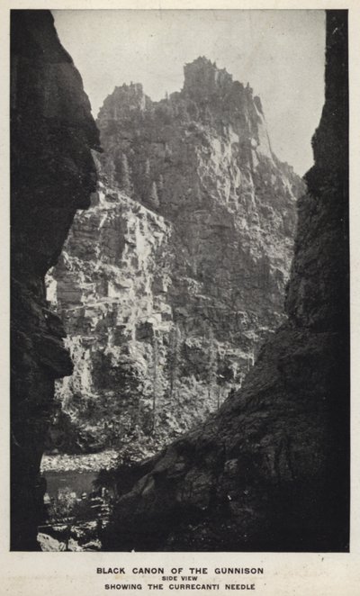 Colorado Kanyonları: Gunnison'un Siyah Kanonu, Yandan Görünüm, Currecanti İğnesini Gösteren (s/b fotoğraf) by William Henry Jackson