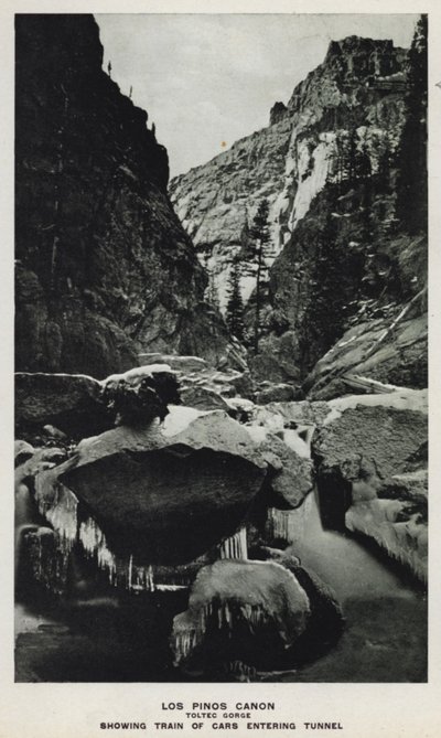Colorado Kanyonları: Los Pinos Canon, Toltec Gorge, Tünele Giren Araba Trenini Gösteriyor (s/b fotoğraf) by William Henry Jackson