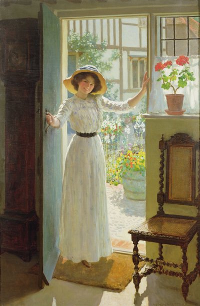 Kulübe Kapısının Yanında (tuval üzerine yağlıboya) by William Henry Margetson