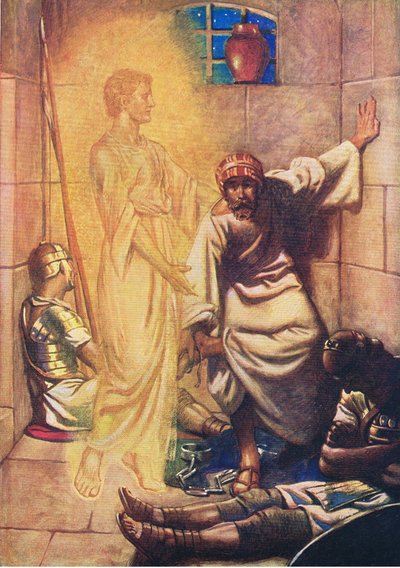 Peter hapishaneden çıktı, Thomas Nelson tarafından yayınlanan İncil Resimli Kitaptan, 1950 dolayları by William Henry Margetson