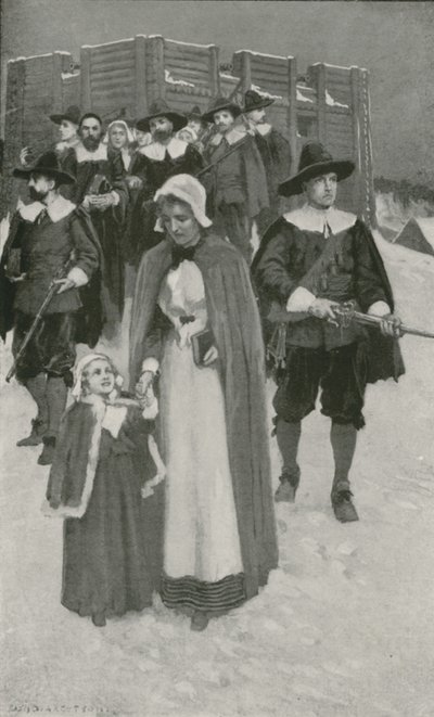 Sabbath-Day with the Pilgrim Fathers at their First Settlement in New Plymouth  by William Henry Margetson
