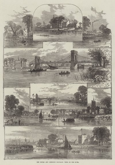 Oxford ve Cambridge Tekne Yarışı, Nehir Manzarası by William Henry Pike