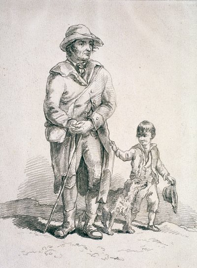 Bir köpeği ve bir çocuğu olan bir rustik, Taşra Karakterleri, 1813 by William Henry Pyne