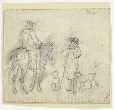 Köpekli Adam ve Atlı Bir Başkası by William Henry Pyne