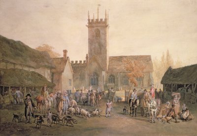 The Fountain Inn Avlusunda Pigmarket, Bedford, 1806 (kalem, wc ve gövde rengi) by William Henry Pyne