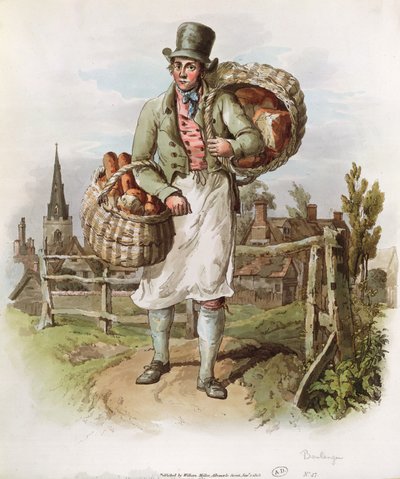 The Baker, 1804-08'de William Miller, Londra (aquatint) tarafından yayınlanan 'Büyük Britanya Kostümü'nden bir çizim by William Henry Pyne