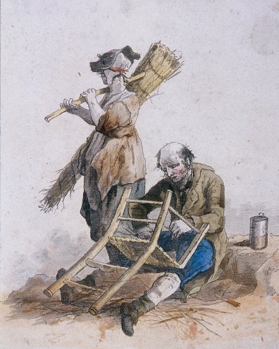 İki sandalye tamircisi, Taşra Karakterleri, 1804 by William Henry Pyne
