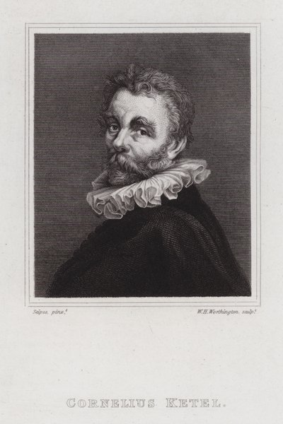 Cornelis Ketel, Hollandalı Maniyerist ressam (gravür) by William Henry Worthington