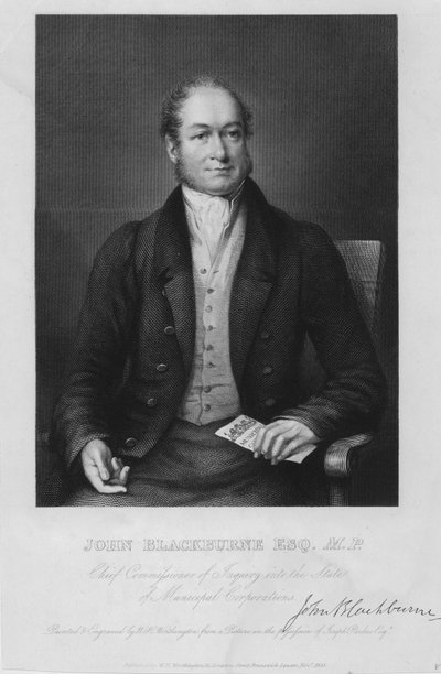 John Blackburne, İngiliz politikacı, Huddersfield Milletvekili ve Belediye Şirketleri Eyaleti Soruşturmasının Baş Komiseri by William Henry Worthington